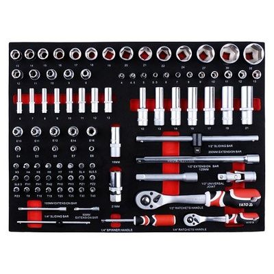 Pojízdná dílenská skříňka s nářadím, 211ks, 7 zásuvek YATO