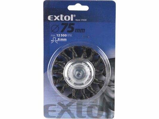 Kartáč okružní copánkový, O 75mm, vlnitý drát S 0,5mm, stopka 6mm EXTOL-CRAFT