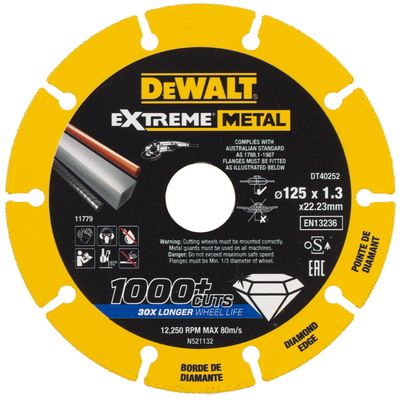 Řezný diamantový kotouč 125mm, EXTREME METAL DEWALT