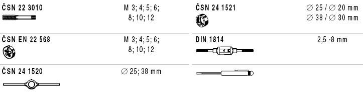 Souprava závitořezných nástrojů, 238914.2, M1-II HSS /340 120/ BUČOVICE TOOLS