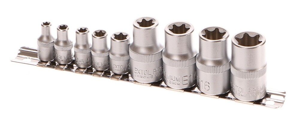 Hlavice nástrčné vnitřní TORX , sada 9ks, CrV EXTOL-PREMIUM