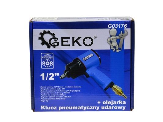 Pneumatický rázový utahovák 1/2", 1550 Nm, přimazávač oleje, Heavy Duty GEKO