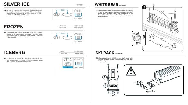 Nosič na lyže WHITE BEAR 4, 4x lyže / 2x snowboard MENABO