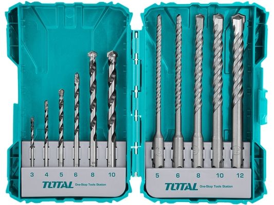 Vrtáky a sekáče do betonu, 11ks, industrial TOTAL TOOLS