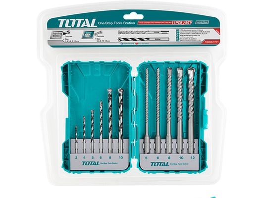 Vrtáky a sekáče do betonu, 11ks, industrial TOTAL TOOLS