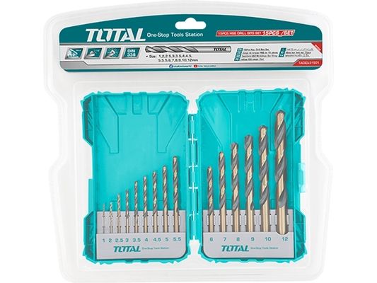 Vrtáky, sada 15ks, HSS TOTAL TOOLS