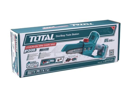 Řetězová pila aku, mini, Brushless, 2000mAh, bez baterie a nabíječky TOTAL TOOLS